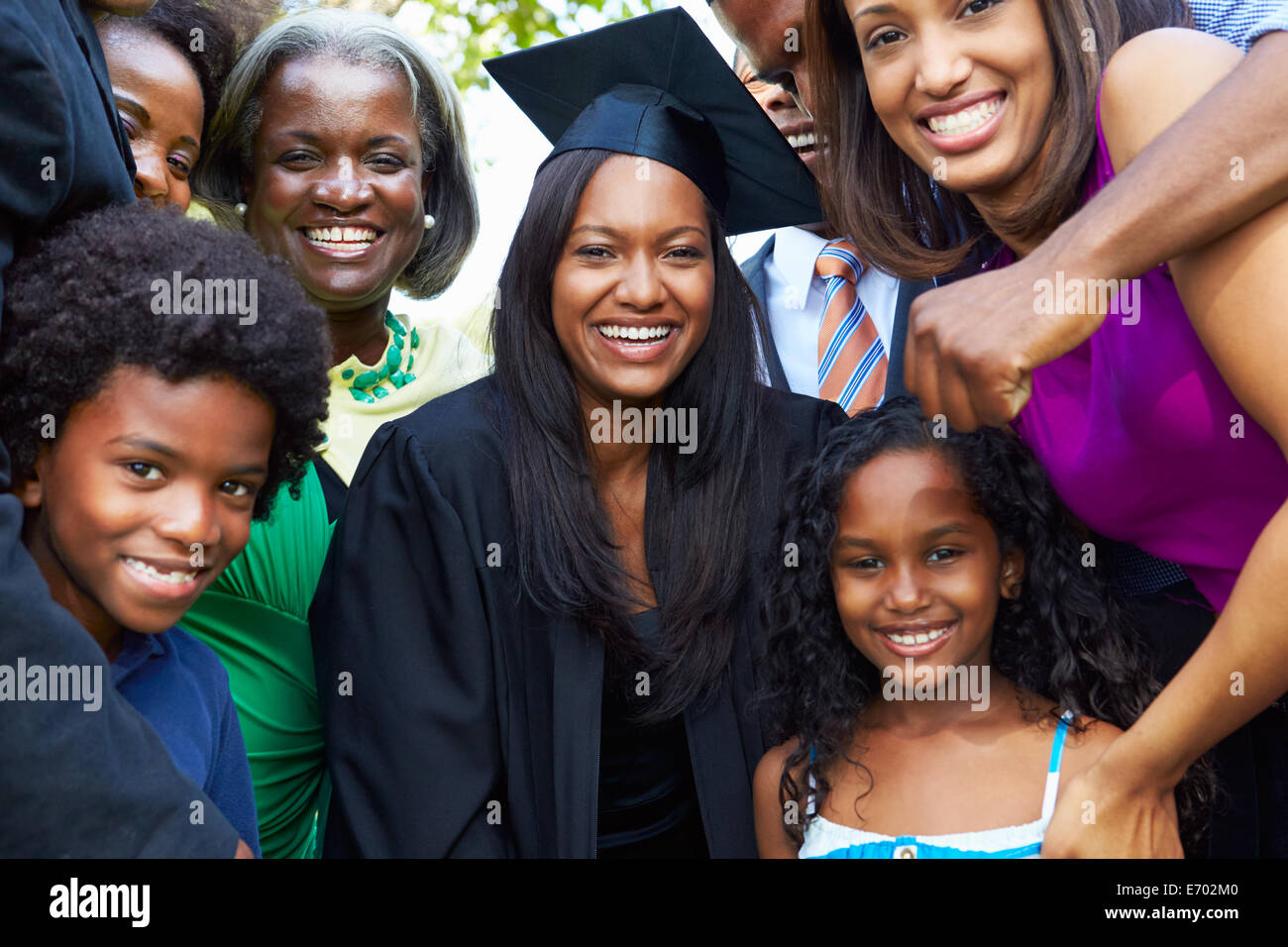 African American Student Celebrates Graduation Stock Photo