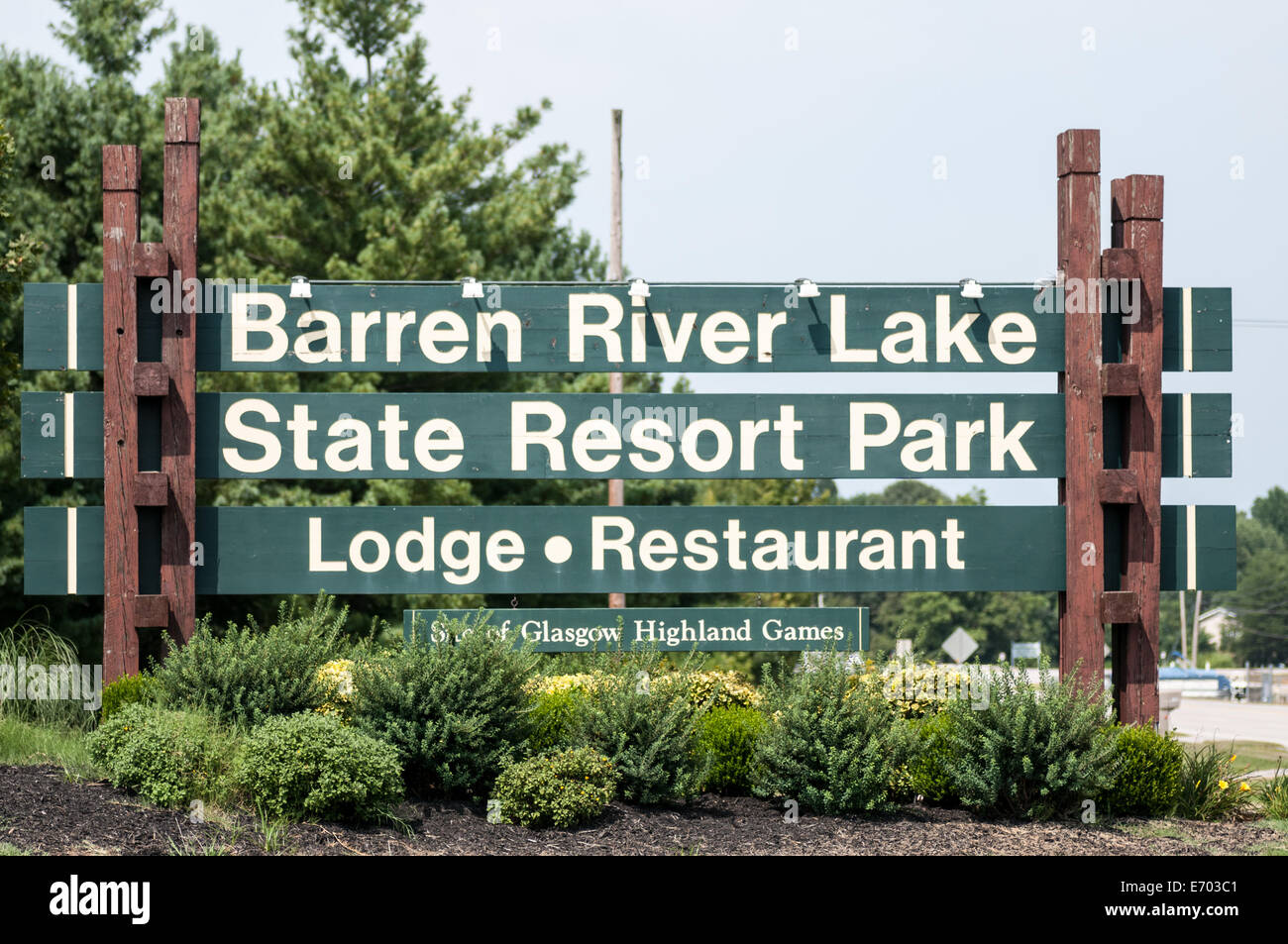 Entrance sign to Barren River Lake State Resort Park in Kentucky Stock