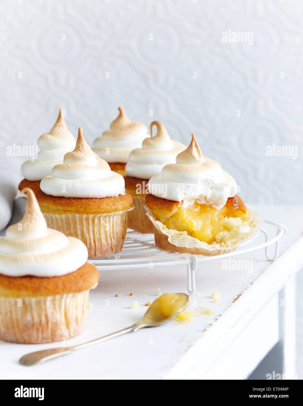 Lemon cupcake meringues Stock Photo