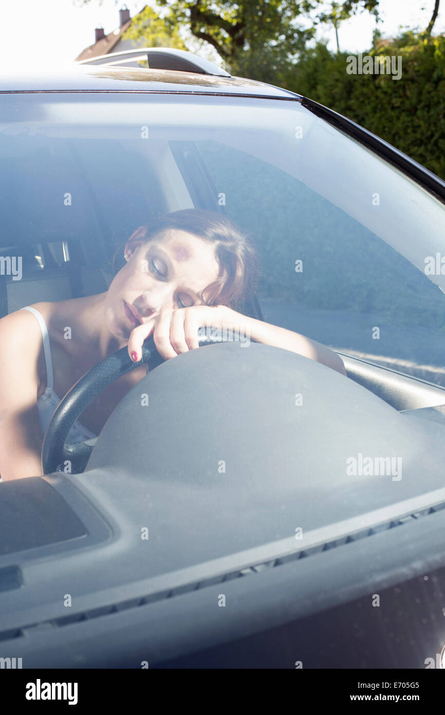 Beautiful Young Unconscious Knocked Out Woman Stock Photo