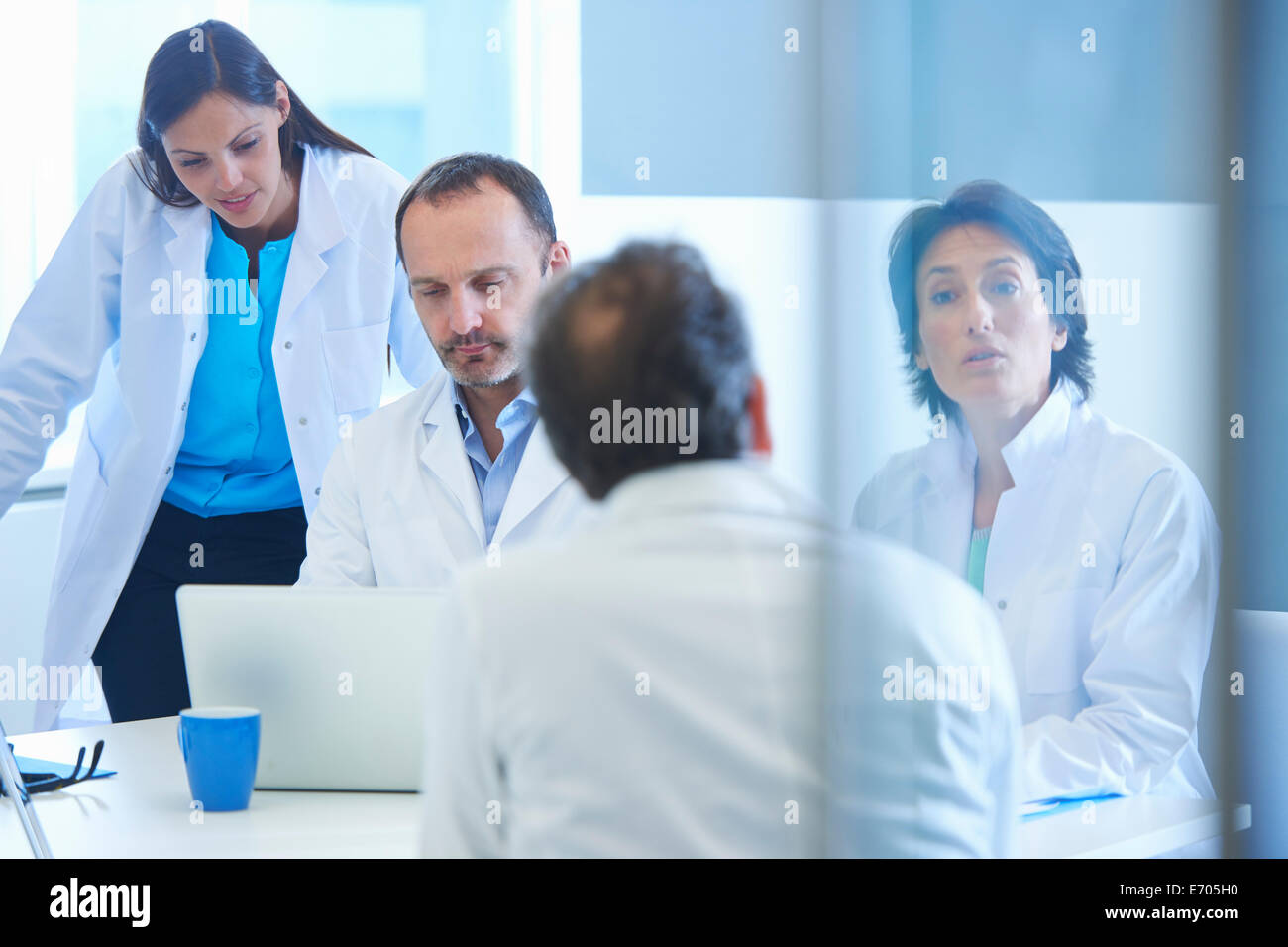Group of researchers having meeting Stock Photo