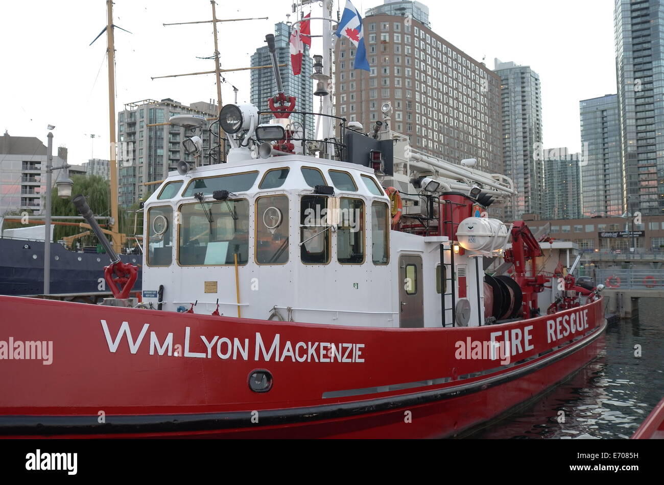 Fire Rescue Boat at Toronto harbor Stock Photo