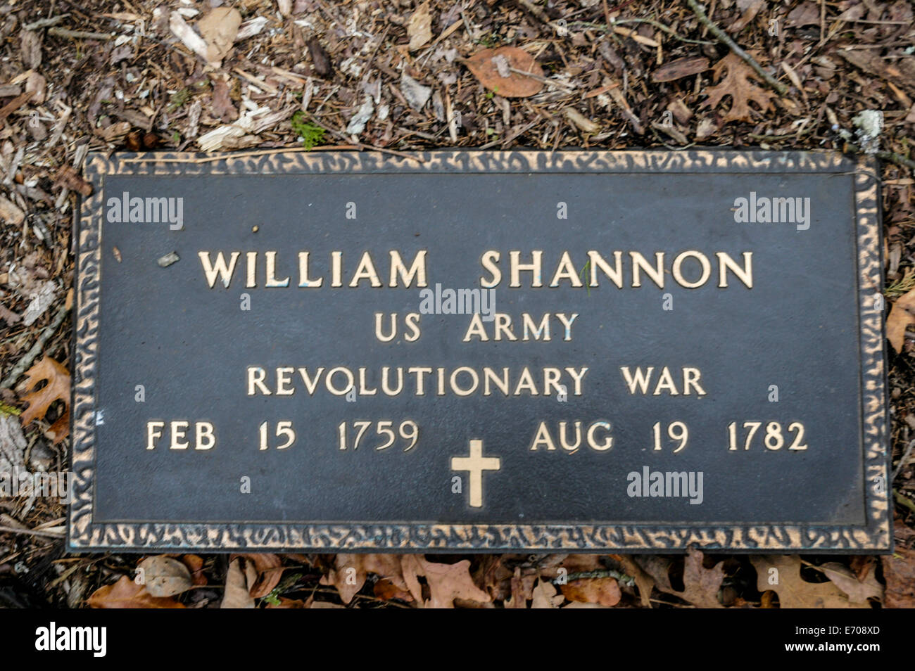 Grave plaque for revolutionary war soldier killed at the battle of Blue Licks in Kentucky Stock Photo