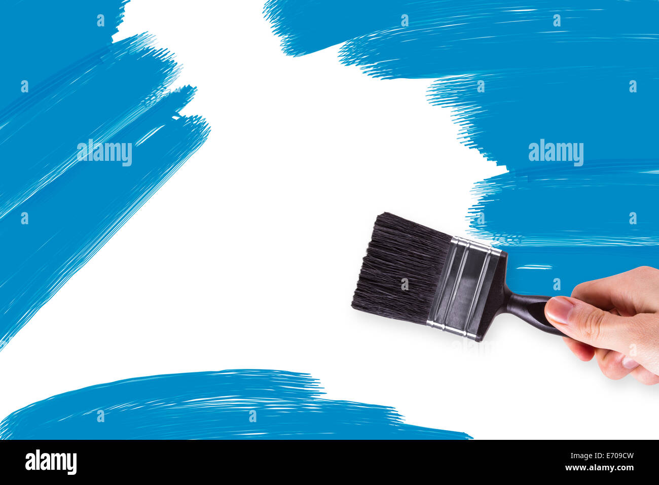 Hand painting abstract shapes on white wall Stock Photo Alamy