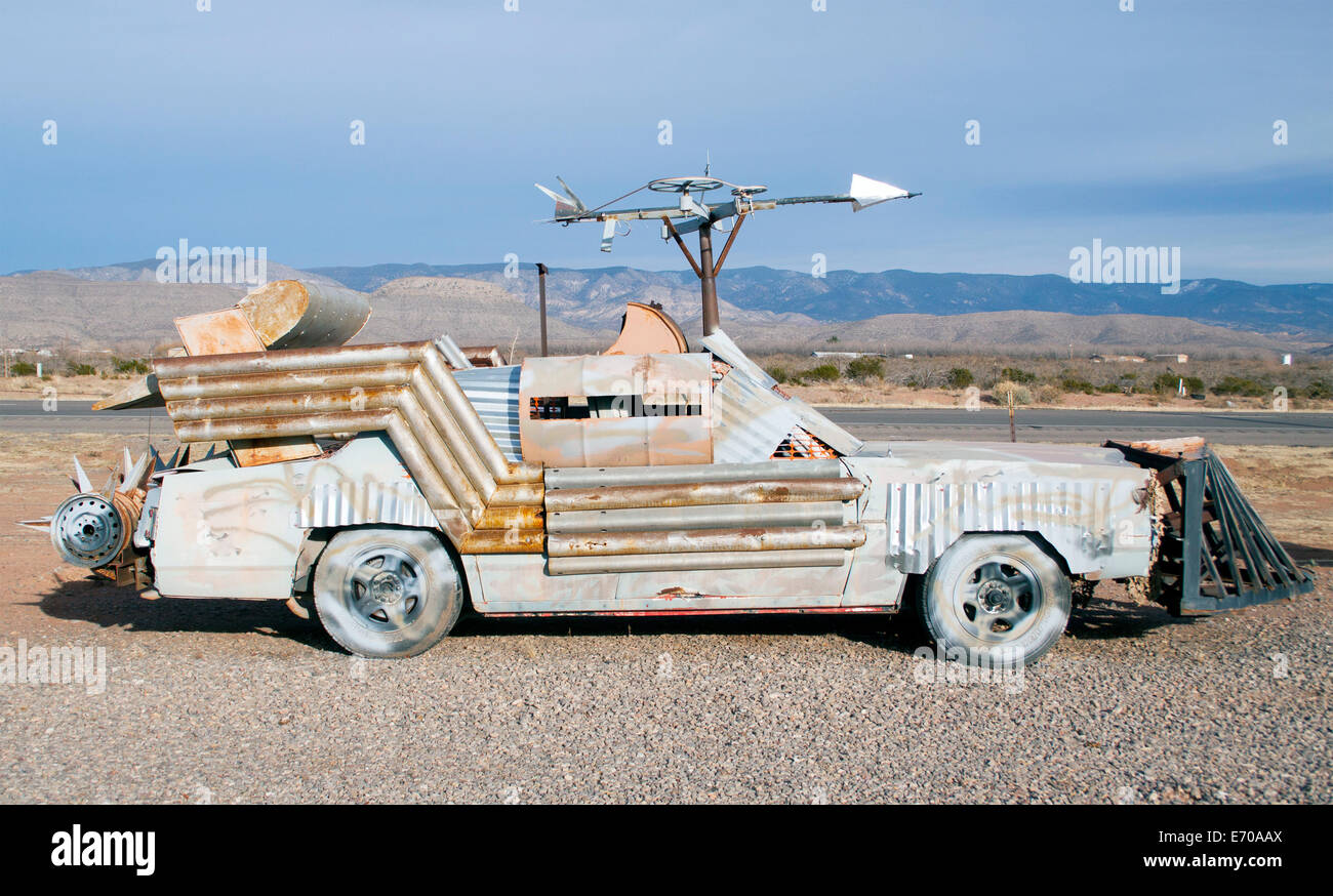 Mad Max futuristic car in the desert in Alamogordo New Mexico Stock Photo