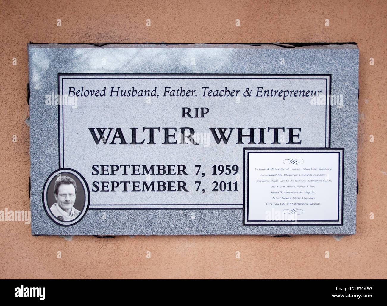 Breaking Bads Walter White gravestone in Albuquerque New Mexico Stock Photo