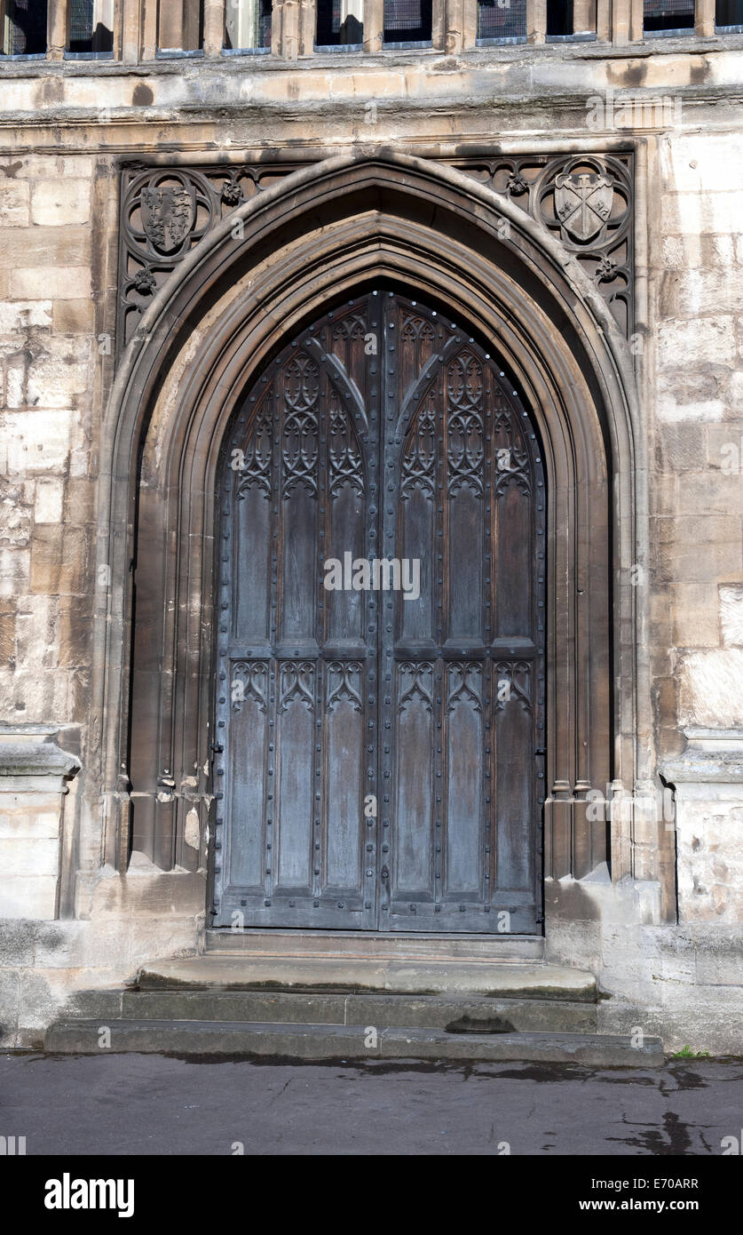 Entrance at west front of Gloucester Cathedral, Gloucester, Gloucestershire, England, UK. Stock Photo