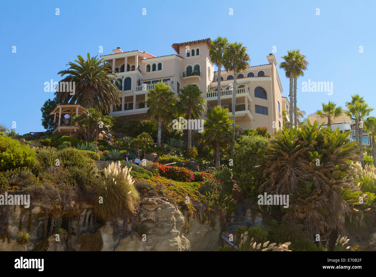 Cliff top homes at Thousand steps Beach in Laguna Beach California