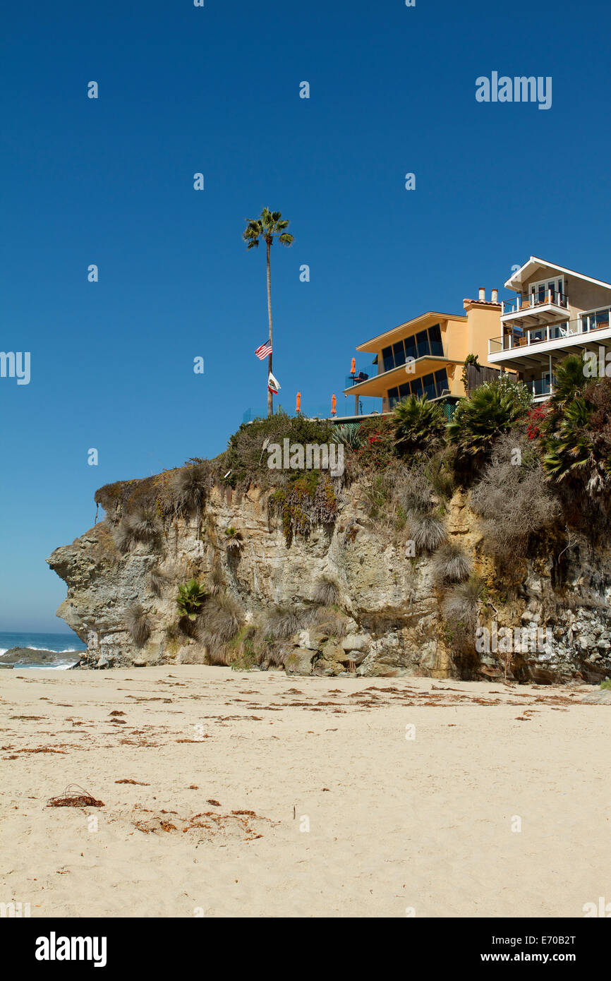 Cliff top homes at Thousand steps Beach in Laguna Beach California