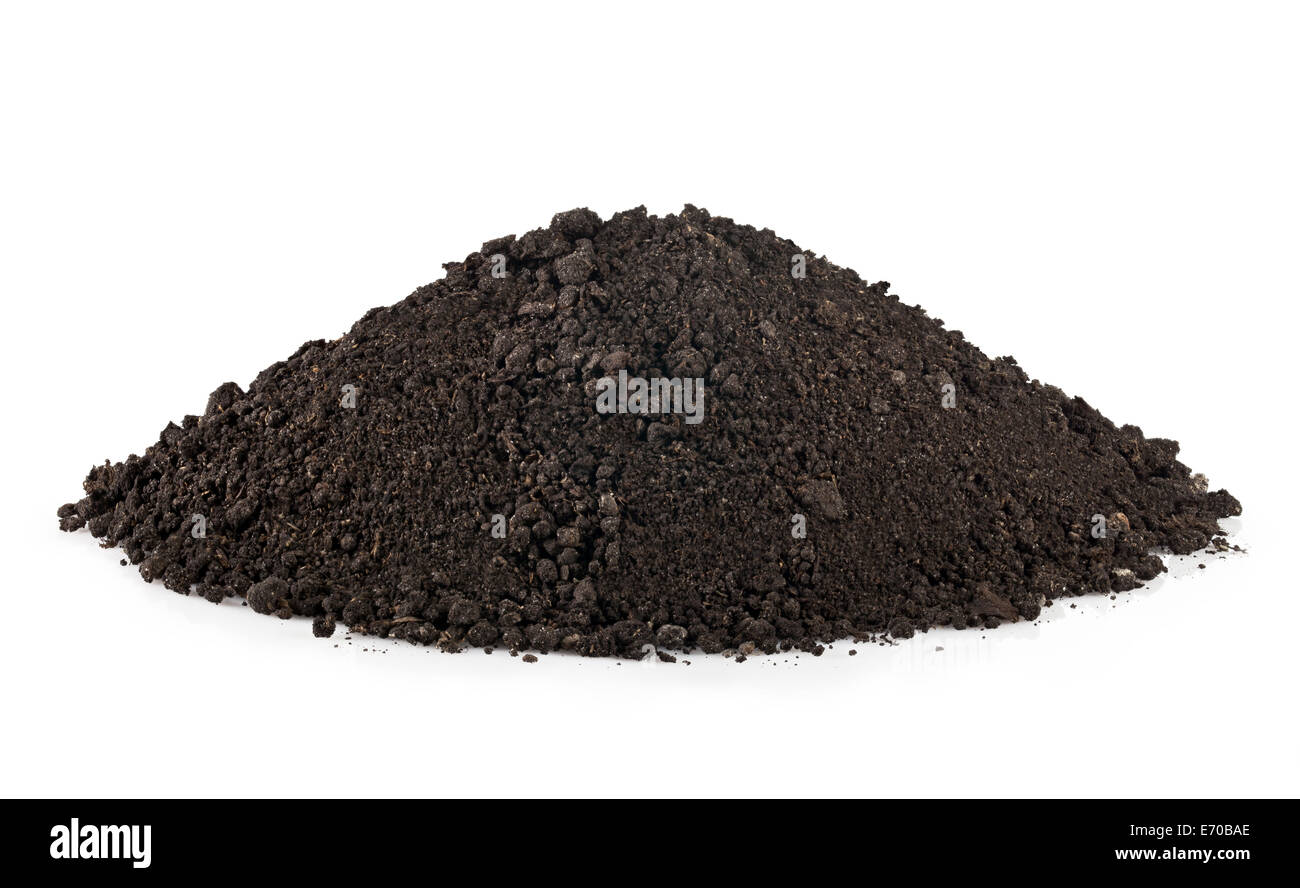 handful of soil isolated on white background Stock Photo