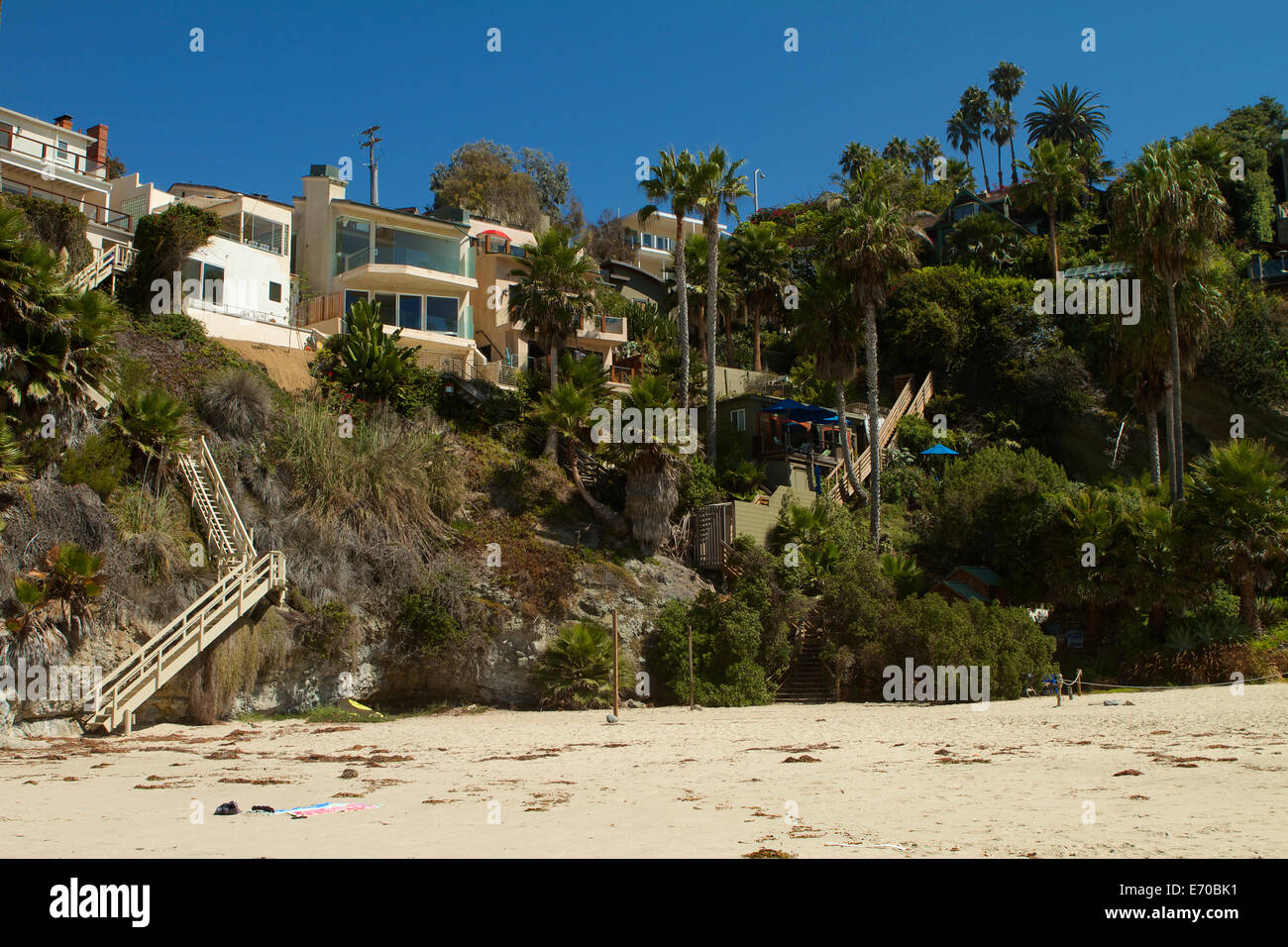 Cliff top homes at Thousand steps Beach in Laguna Beach California