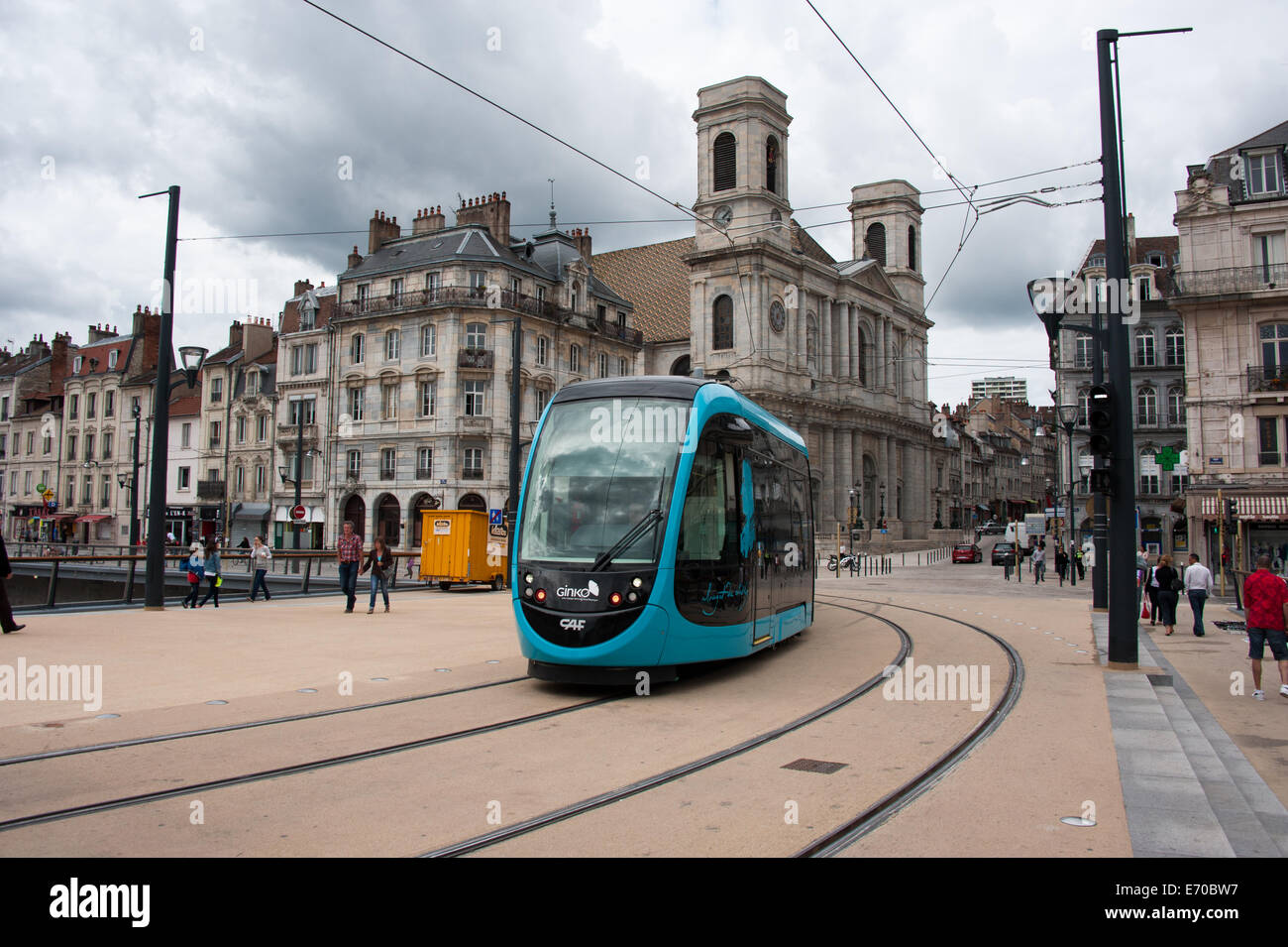 New tramway in Besancon, Franche-Comté, France Stock Photo
