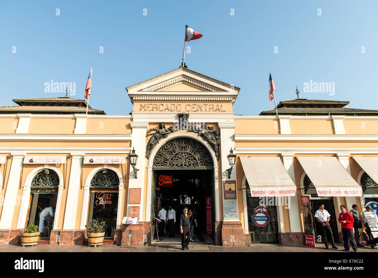 Entrance to the Central Market (Mercado Central) Santiago del Chile, Chile, South America Stock Photo