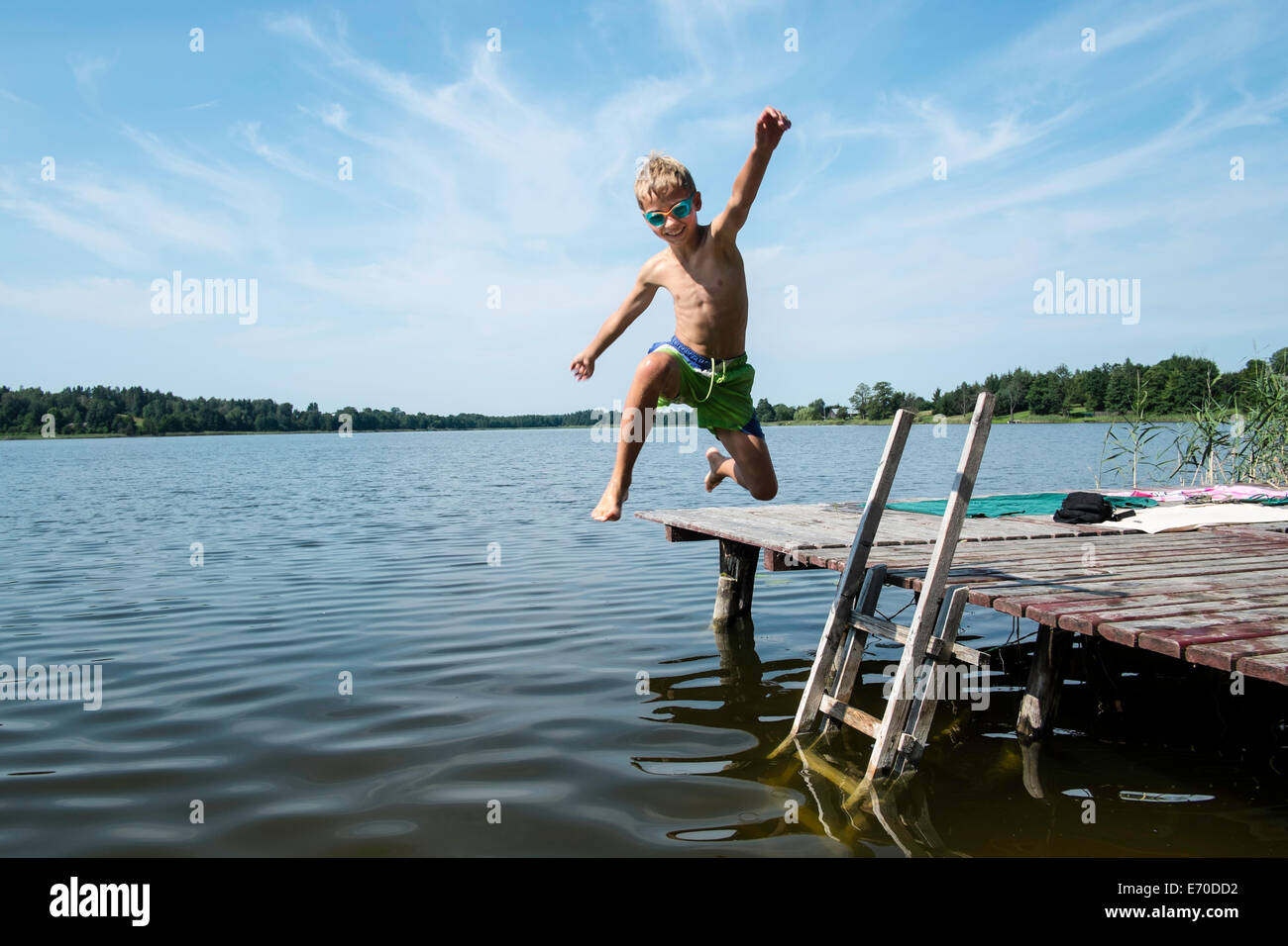 Family summer holiday Lake Gieret Giby Poland EU Stock Photo