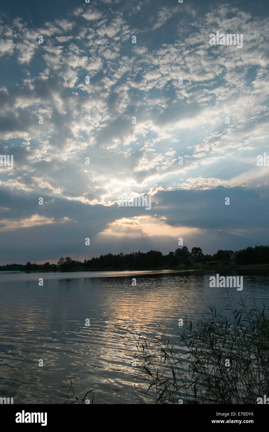scenic lake Poland dramatic sky Stock Photo