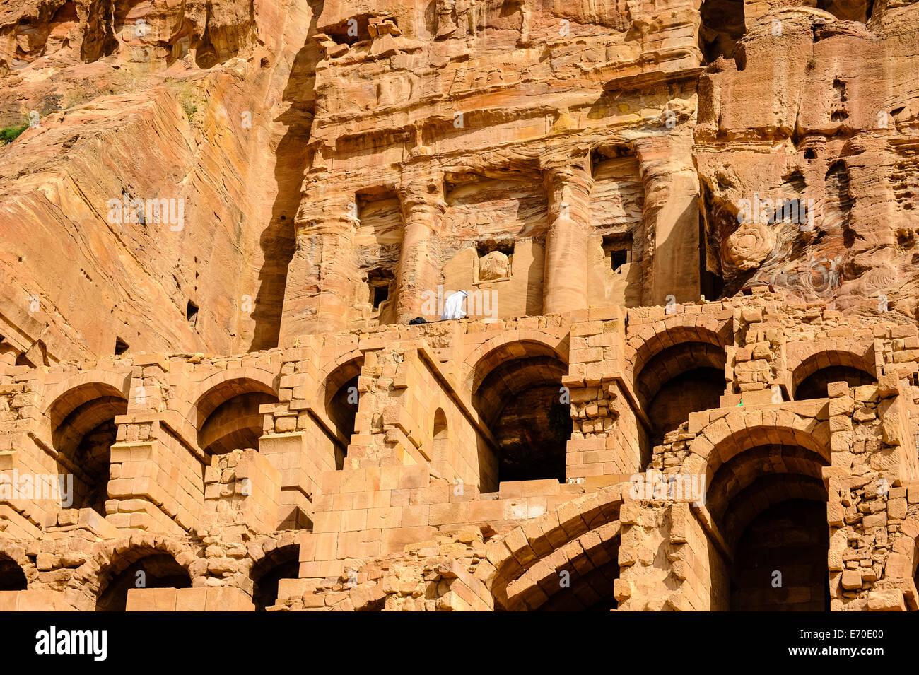 Petra is Jordan's most visited tourist attraction. Rock-cut tombs. Stock Photo