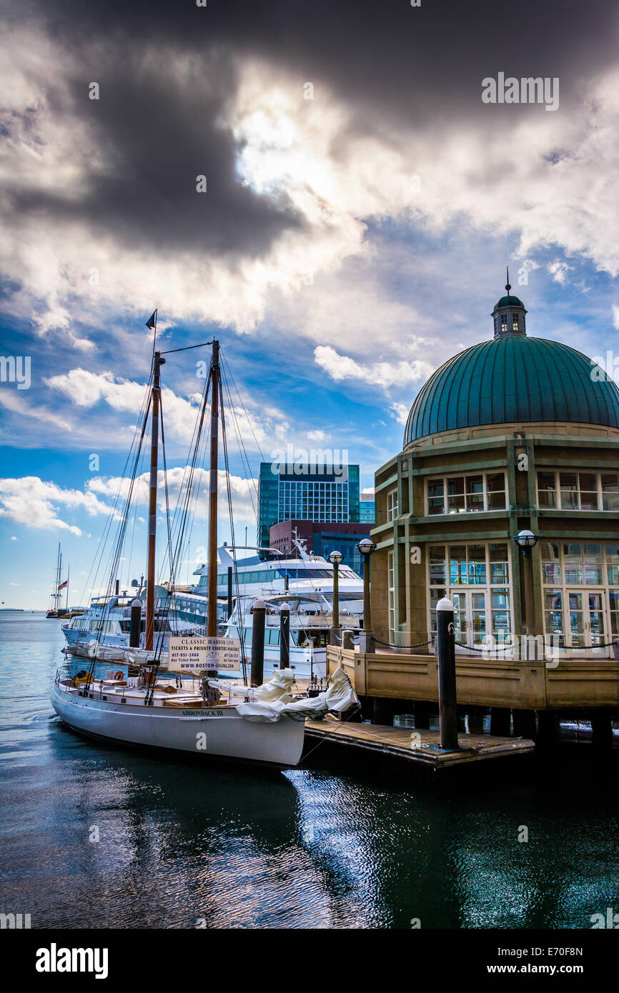 Pavilion and boats at Rowes Wharf, in Boston, Massachusetts. Stock Photo