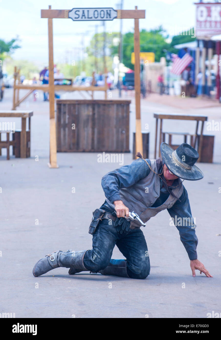 A participant in the Vigilante Days event in Tombstone , Arizona Stock Photo