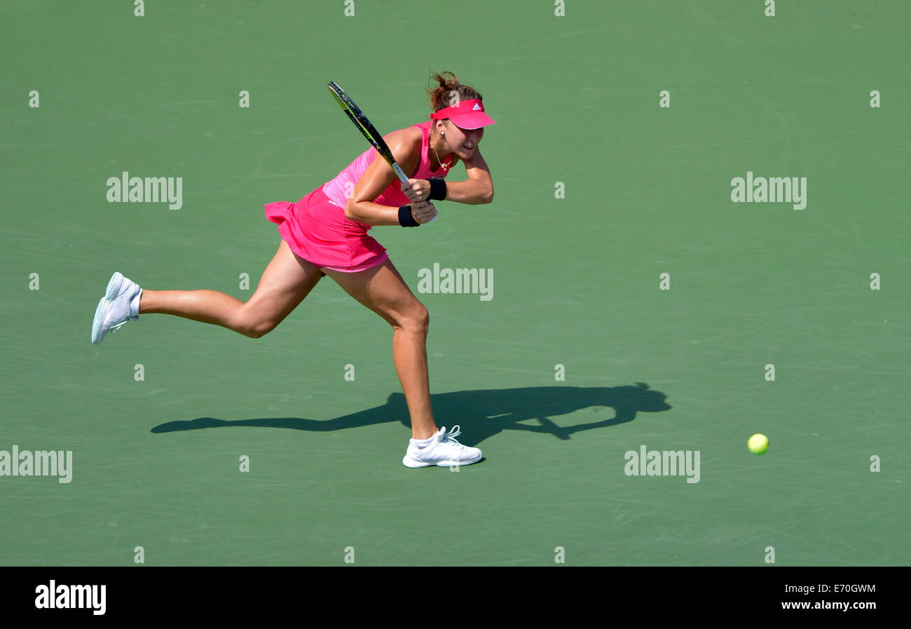 New York, USA. 2nd Sep, 2014. Belinda Bencic of Switzerland returns a ...