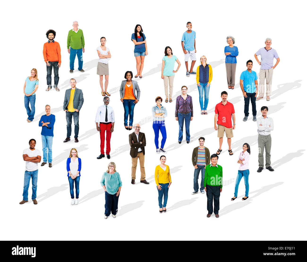 Large Group of Diverse Multiethnic Colorful People Stock Photo