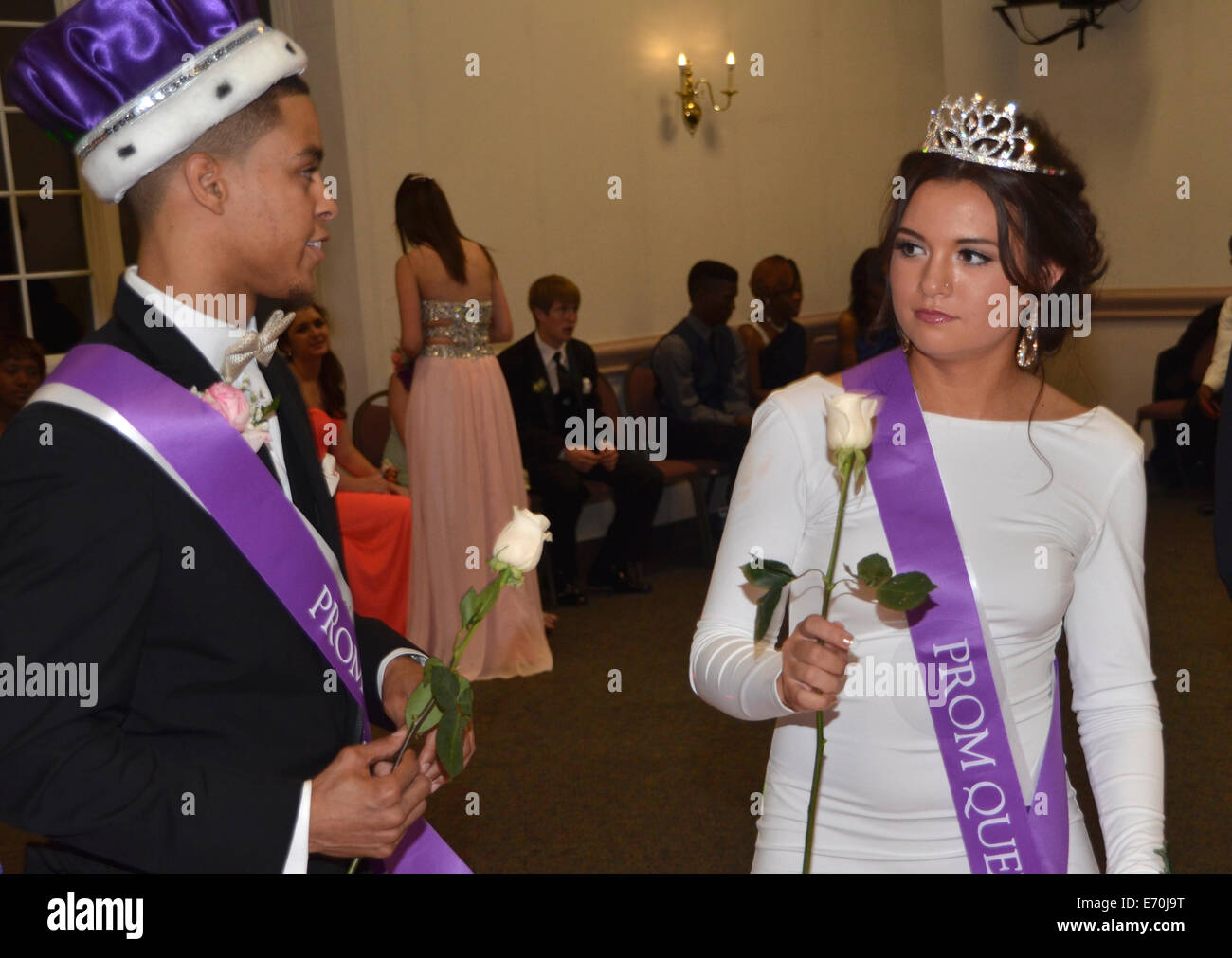 High school prom king and prom queen at a  school prom Stock Photo