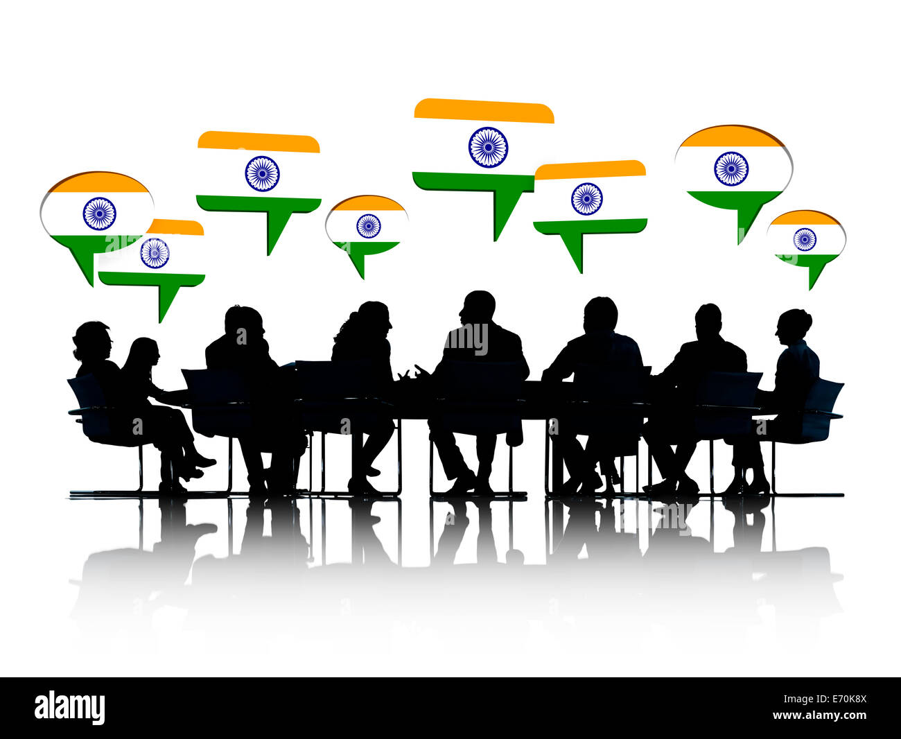 Group Of Business People Talking And Discussing About India Stock Photo