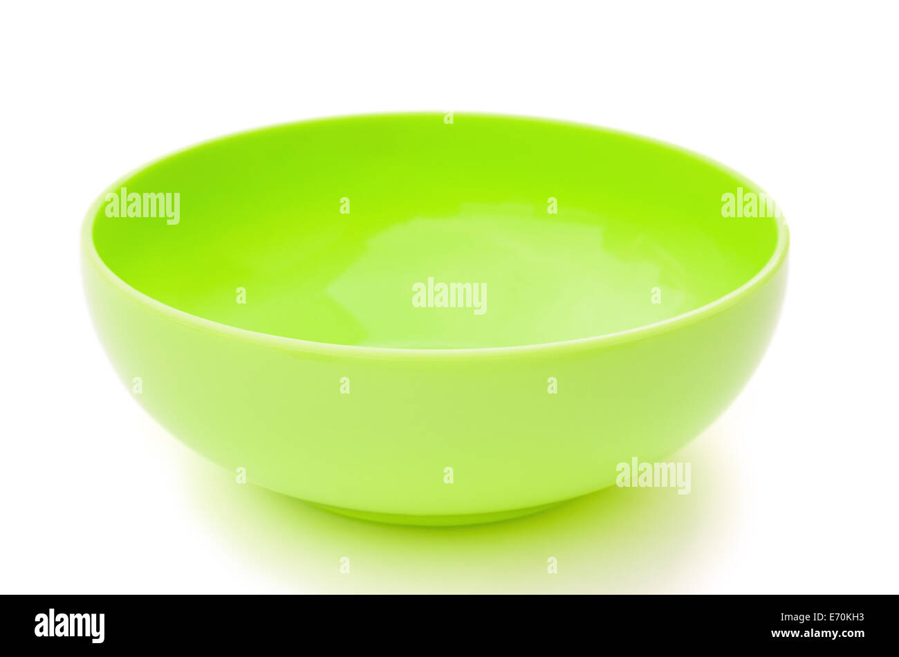 green empty plastic bowl on white with clipping path Stock Photo