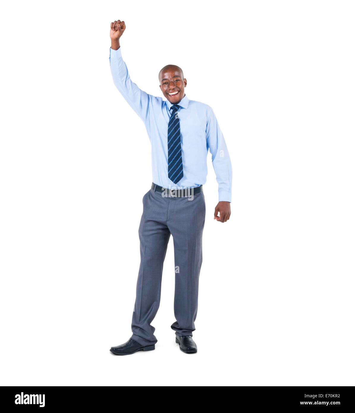 A Cheerful Businessman Celebrating with his Arms Raised Stock Photo - Alamy