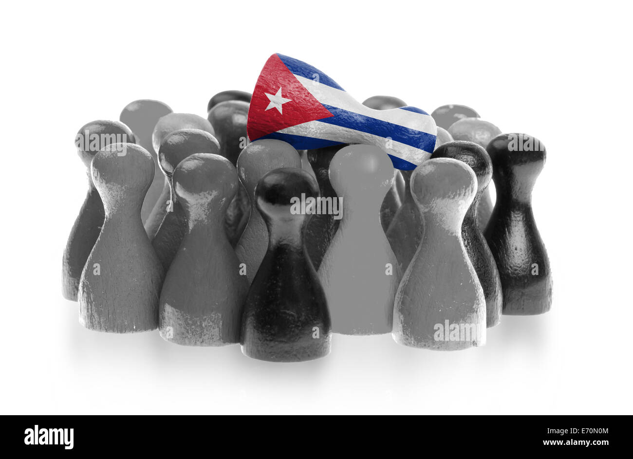 One unique pawn on top of common pawns, flag of Cuba Stock Photo