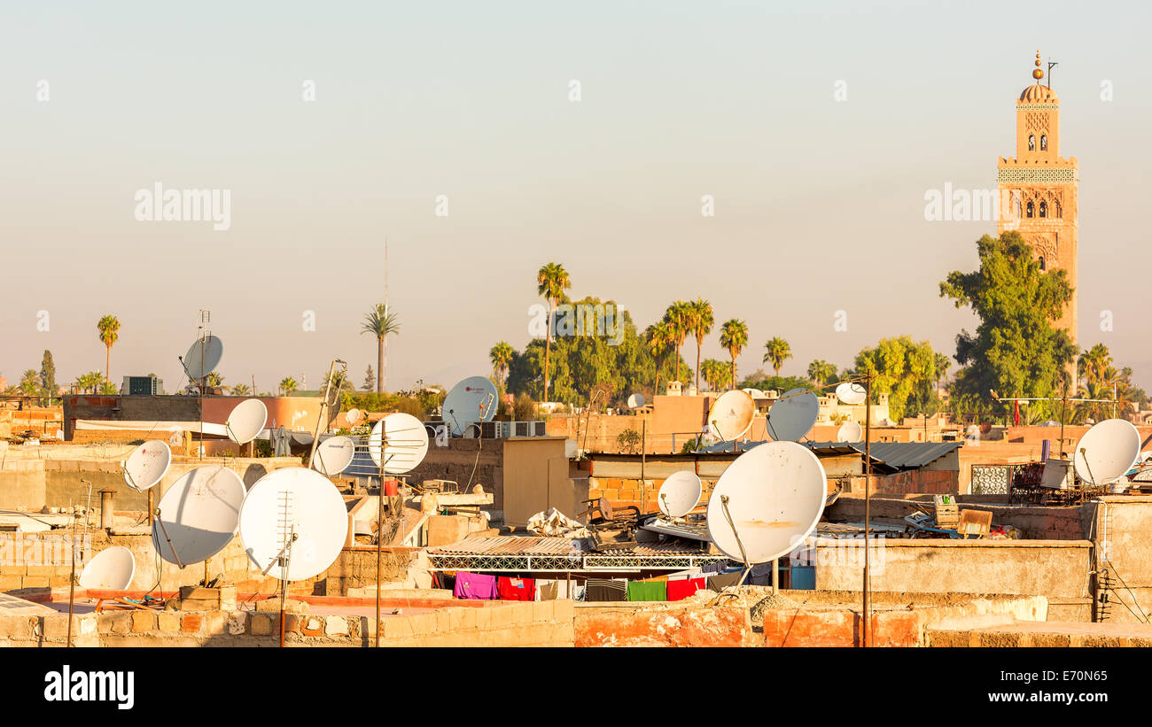 Sea of satellite dishes, Marrakech. Morocco, Africa Stock Photo