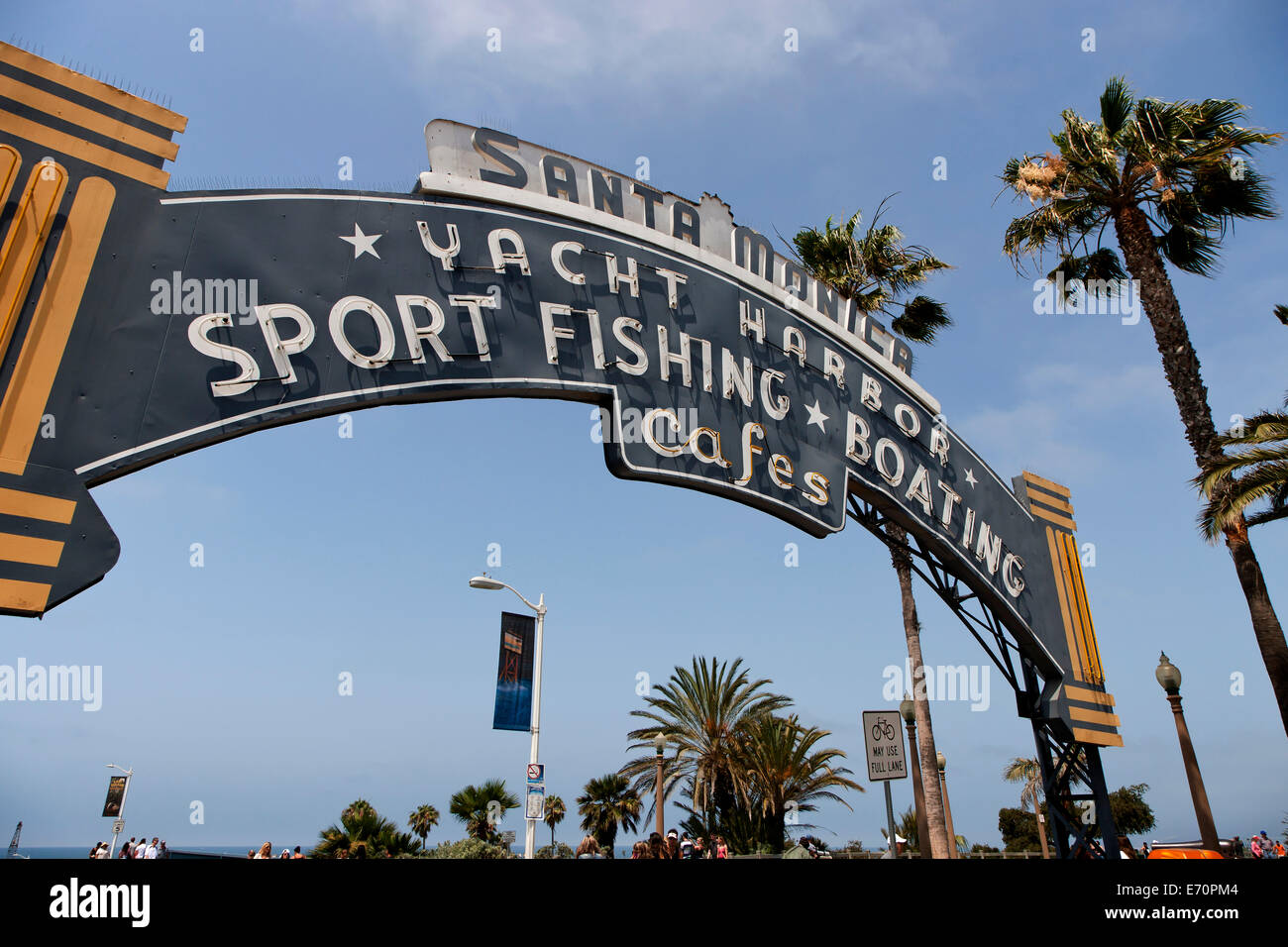 Arch sign, Santa Monica Pier, Los Angeles, California, USA Stock Photo