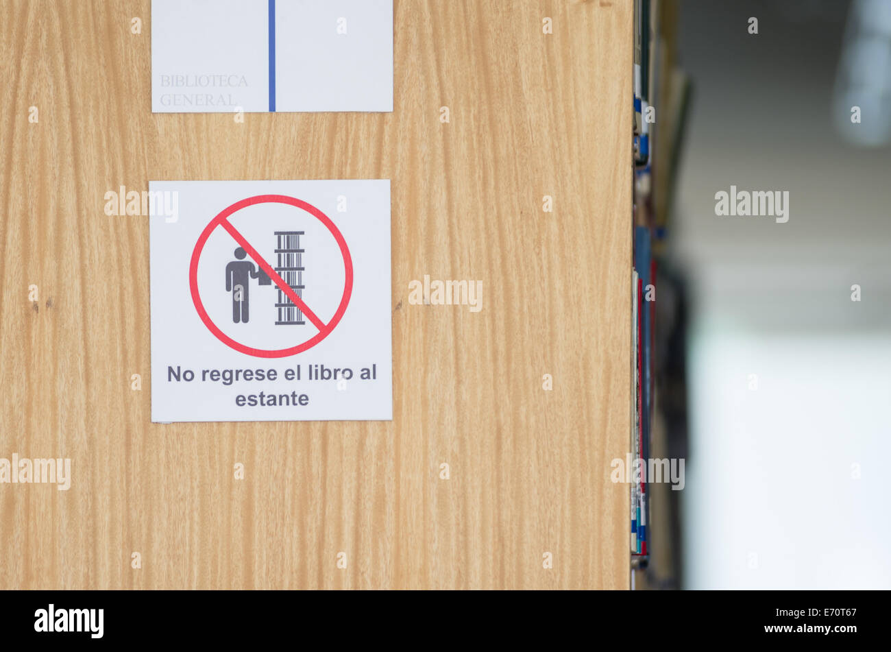 bookshelf sign in library Stock Photo Alamy