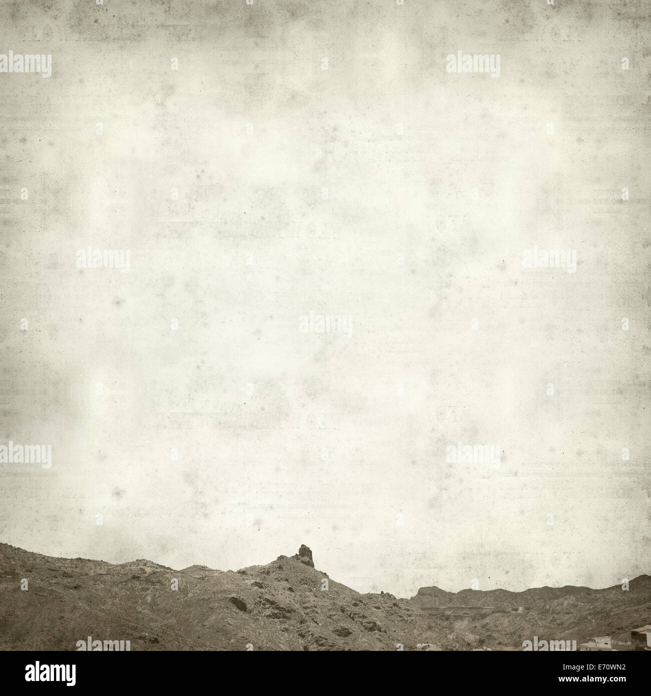 textured old paper background with volcanic plug Roque Bentayga, Gran Canaria Stock Photo Alamy
