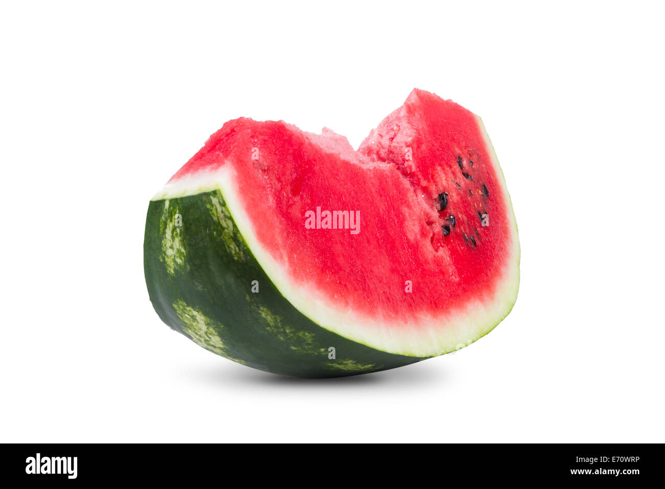 Close up view, slice of fresh watermelon, isolated on white background ...