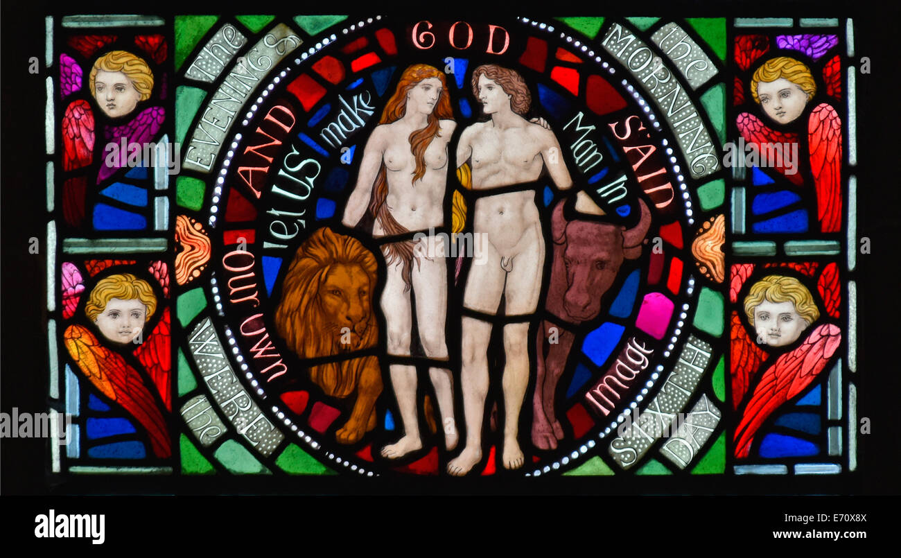 Detail of West window, North side, Fifth section from top, Holy Trinity Church, Casterton, Cumbria, England, United Kingdom. Stock Photo