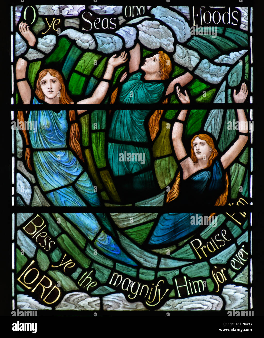 Detail of West window, North side, Fourth section from top, Holy Trinity Church, Casterton, Cumbria, England, United Kingdom. Stock Photo