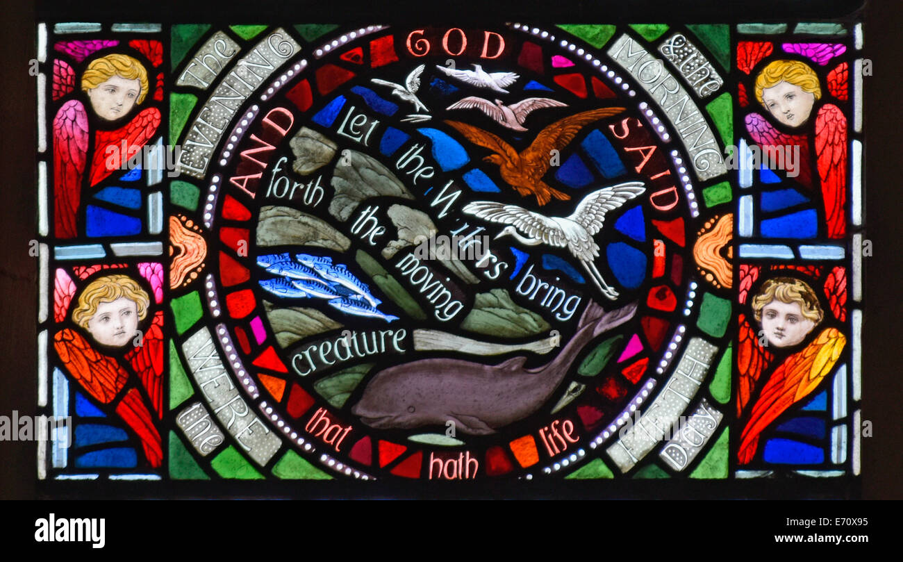 Detail of West window, North side, Third section from top, Holy Trinity Church, Casterton, Cumbria, England, United Kingdom. Stock Photo