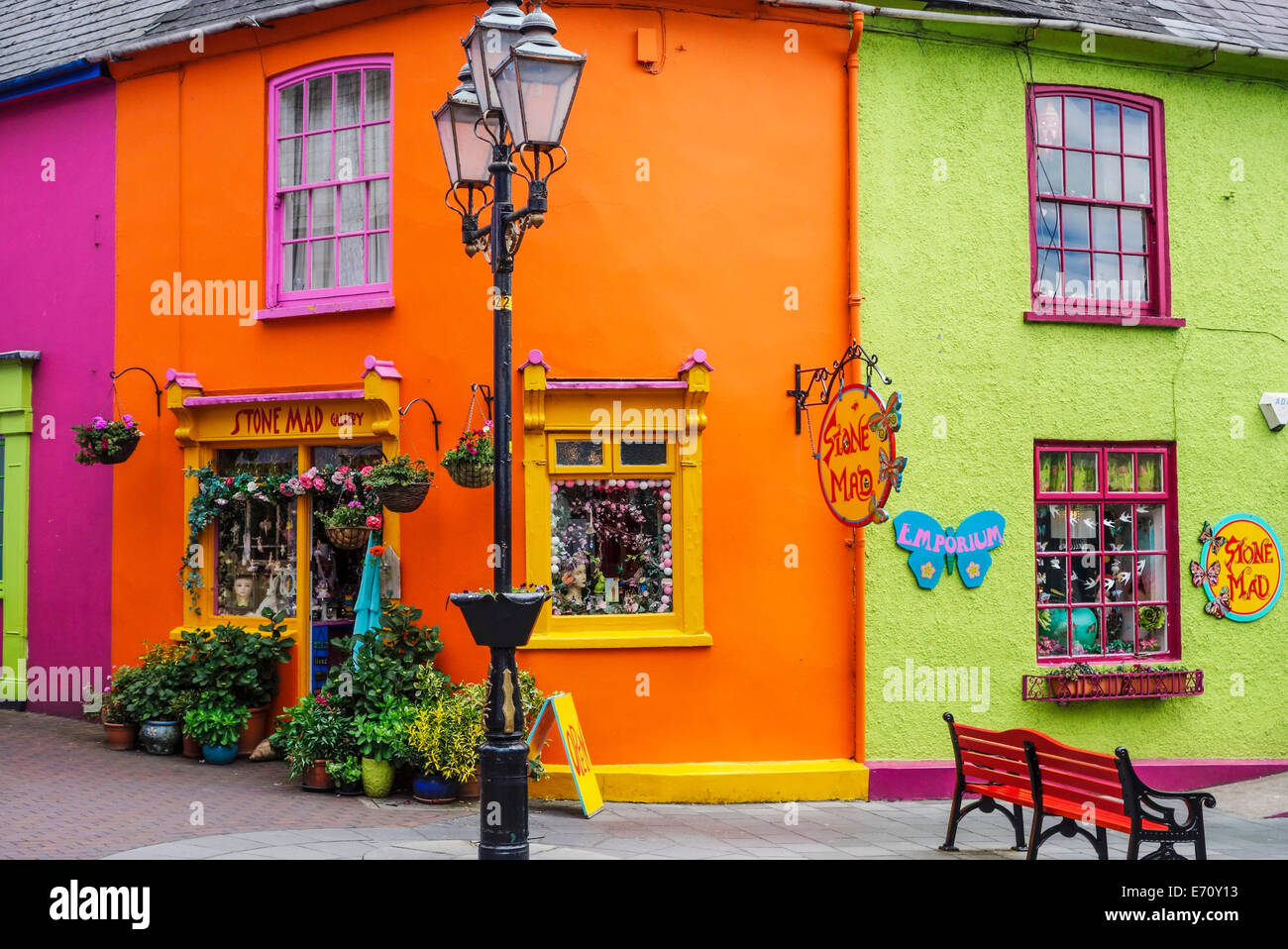 Brightly coloured shops in Kinsale, County Cork, Ireland Stock Photo