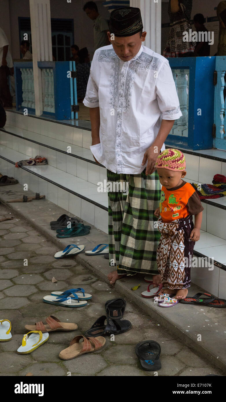 Boy East Java Borobudur, Java, Indonesia. Little Boy and Father Leaving Neighborhood ...