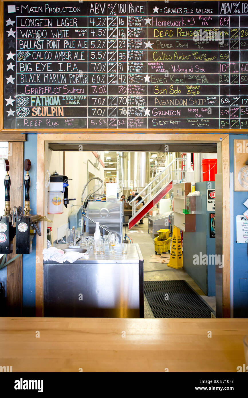 Price List At The Tasting Room Of The Ballast Point Brewing