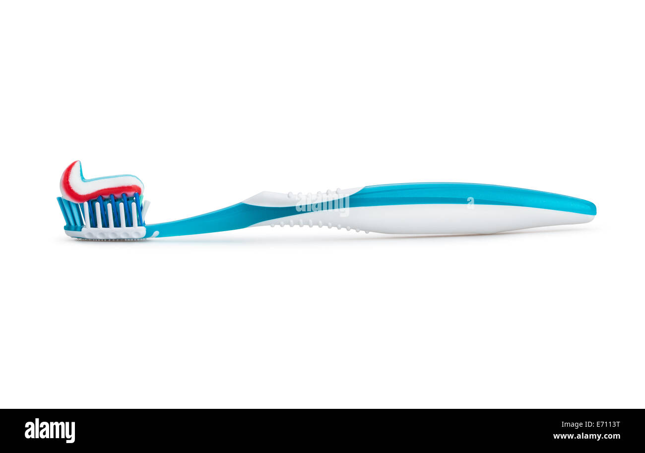 toothpaste toothbrush isolated Stock Photo