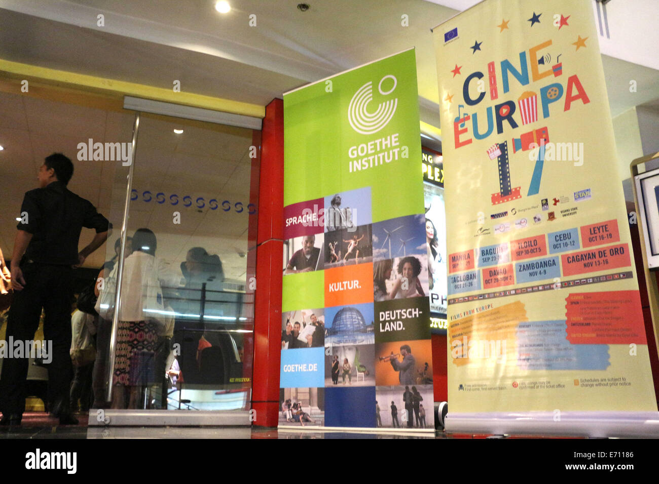 Manila, Philippines. 2nd Sep, 2014. The entrance of the venue at Cine Europa 17 held in Shangrilla Plaza Mall in the City of Mandaluyong. The Cinema Europa 17 was organized by the European Union to the Philippines and will celebrate the Family despite the challenges of today's busy and globalized world. According to organizers, they also featured 3 Filipino independent movies such as, 'Magnifico', 'Norte Hanganan ng Kasaysayan' and 'Ang Pagdadalaga ni Maximo Oliveros' Credit:  Gregorio B. Dantes Jr./Pacific Press/Alamy Live News Stock Photo