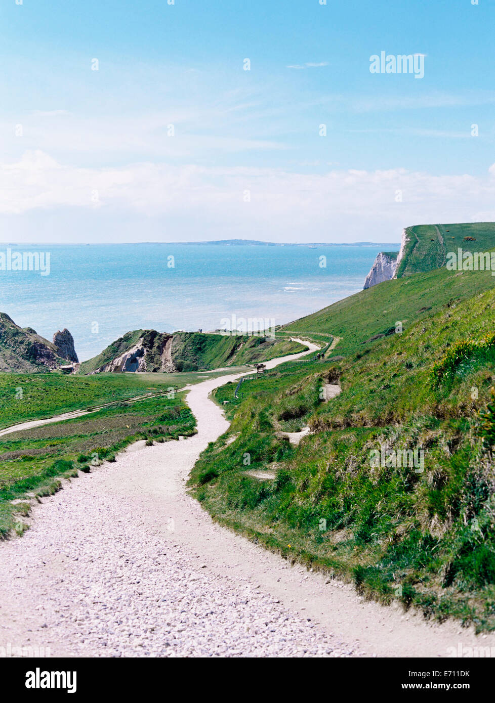 A winding path along the cliffs, a coastal walk. Stock Photo
