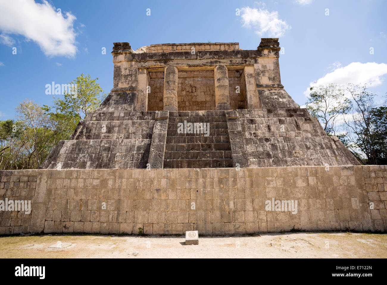 front view of a small Mayan pyramid in Chichen Itza Stock Photo