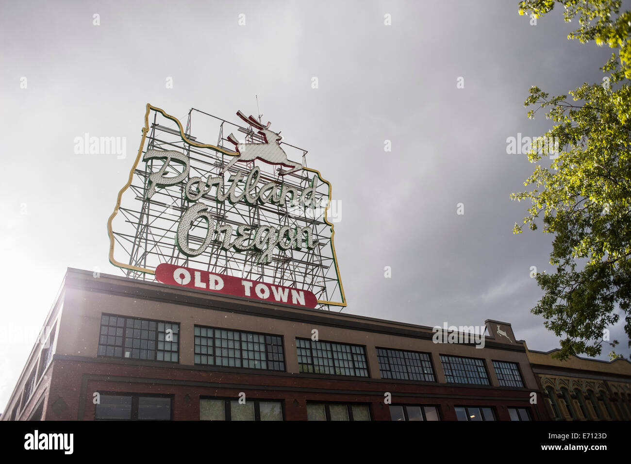 Neon sign for Old Town, Portland, Oregon, US Stock Photo Alamy