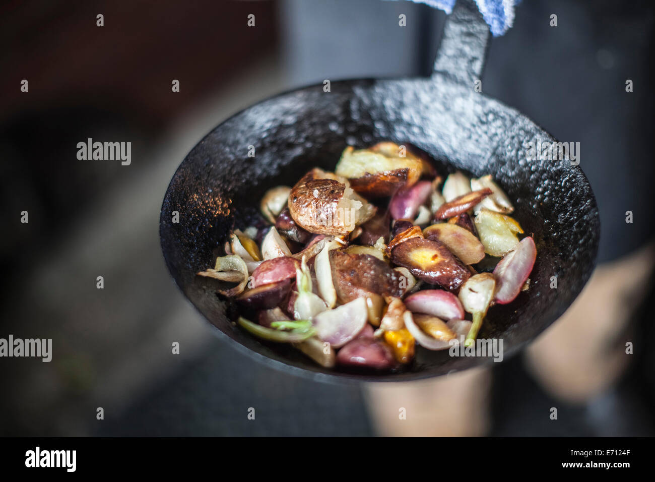 Small wok full of fried vegetables Stock Photo Alamy
