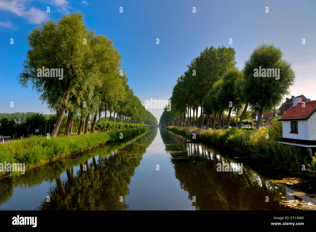 Belgium, Flanders, West Flanders, canal at Damme Stock Photo