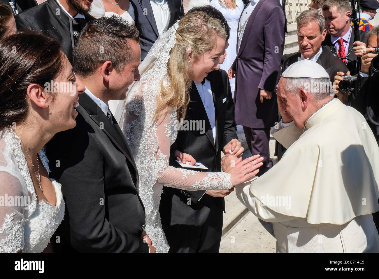 St. Peter's Square, Vatican. 3rd Sep, 2014. Pope Francis uses some ...