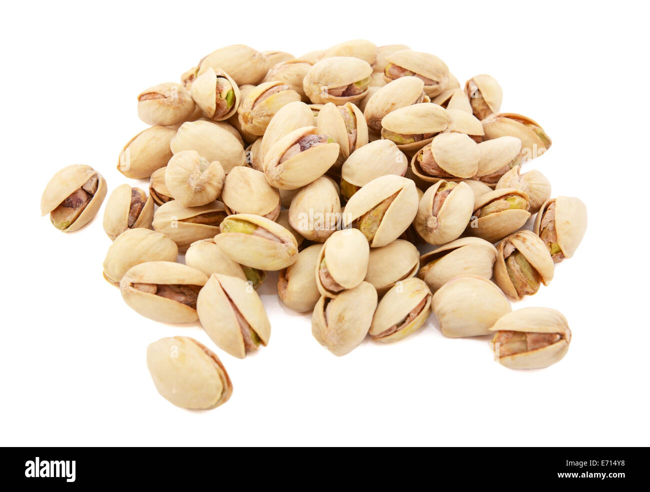 Pistachio nuts in shells, isolated on a white background Stock Photo