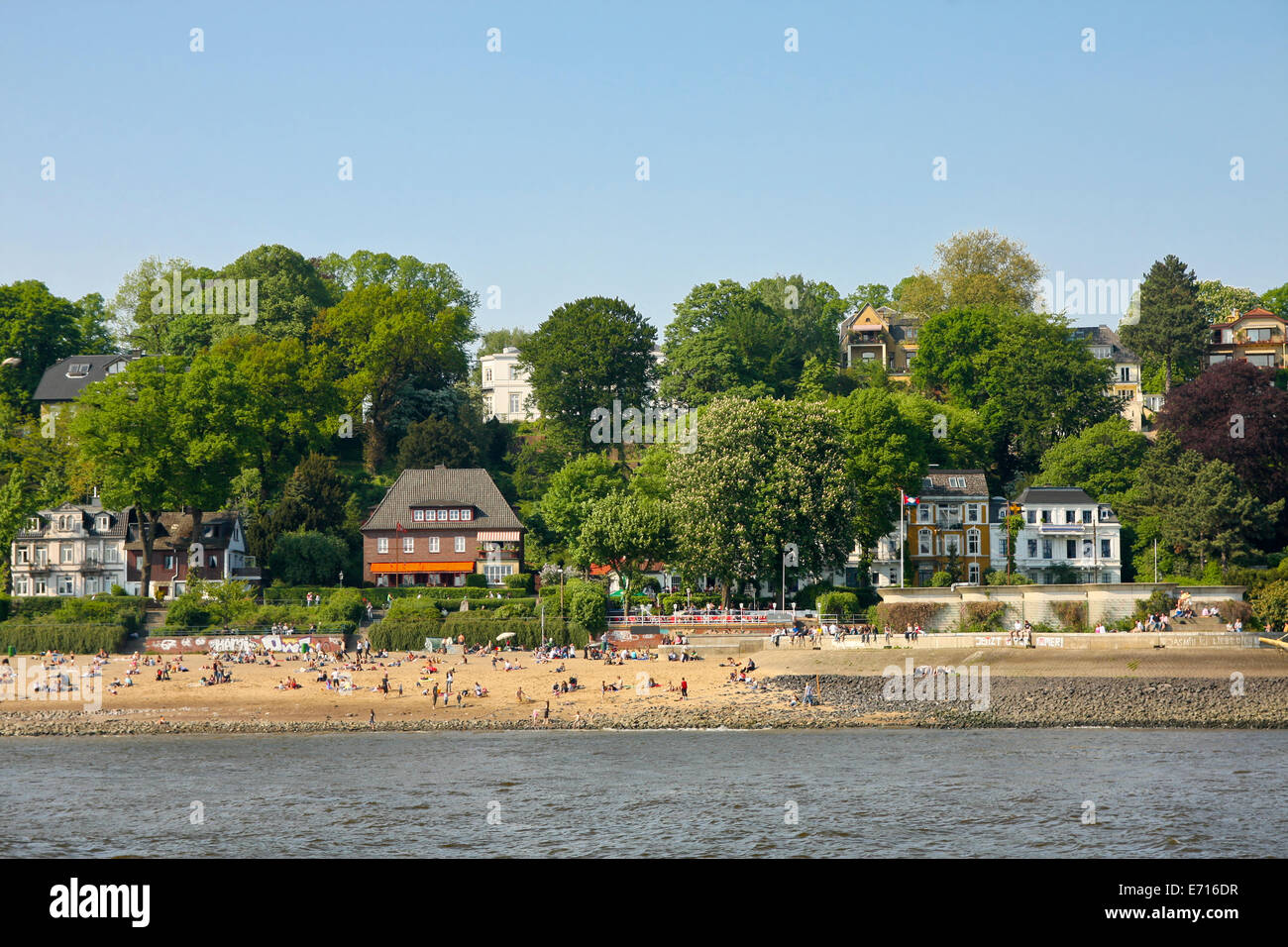 Germany, Hamburg, Elbstrand, Beach at the Elbe river Stock Photo